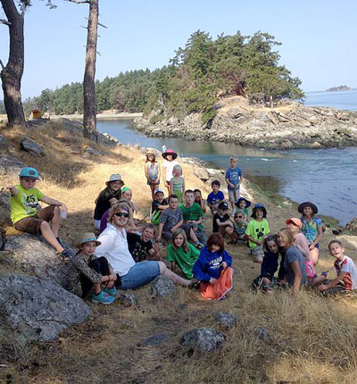 Children and adults in nature